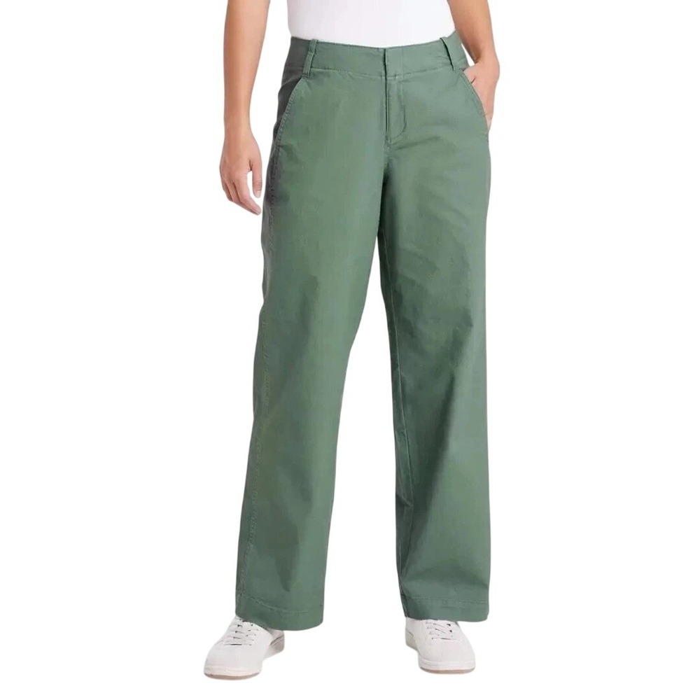 A New Day Women's Olive Green Stretch Straight Leg Chino Pants Size 4